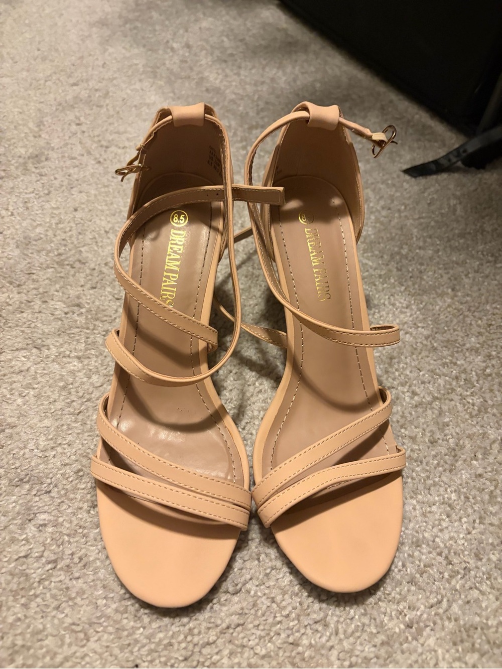 Dream Pairs Beige Strappy High Heel Sandals